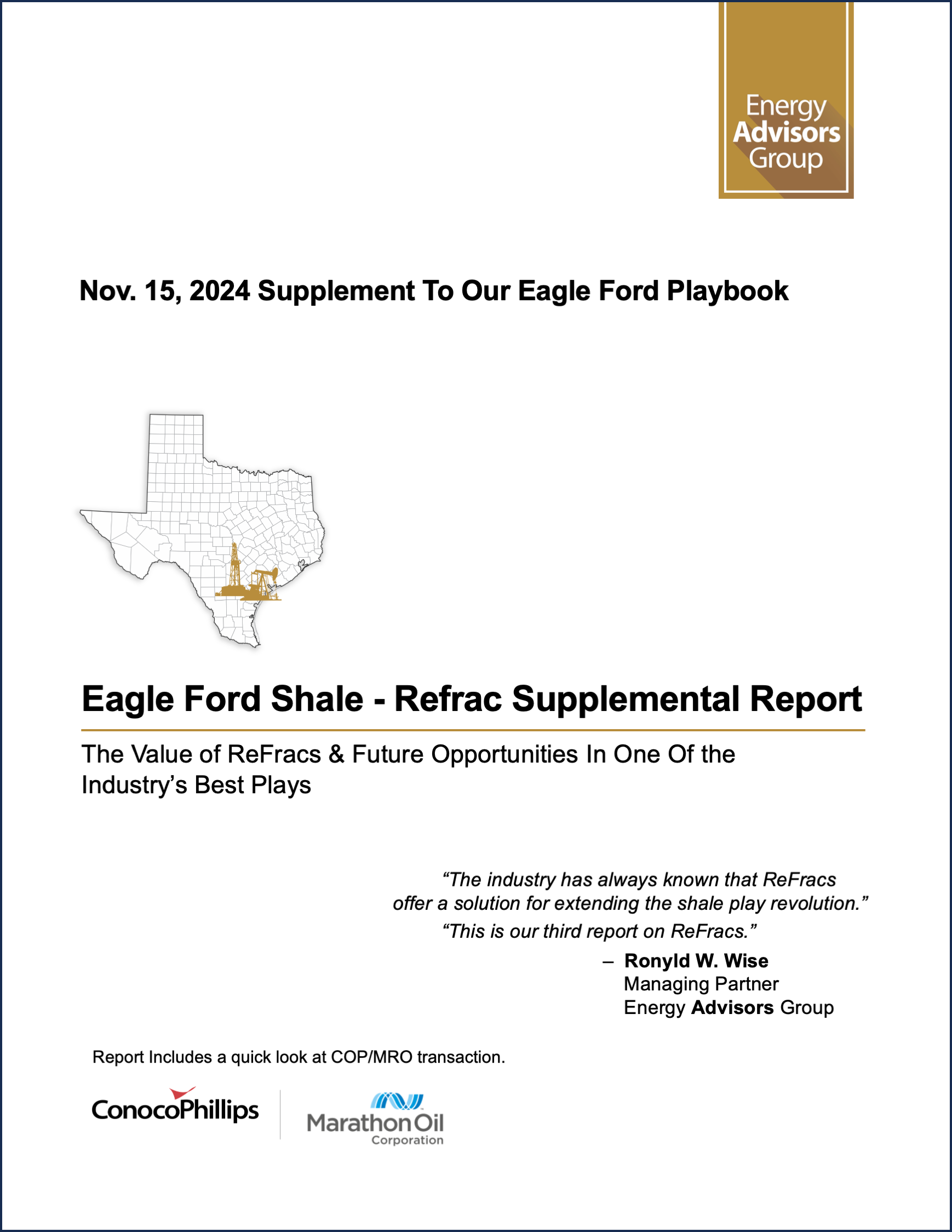 EAGLE FORD (REFRAC) STUDY - Energy Advisors Group EAGLE FORD (REFRAC) STUDY